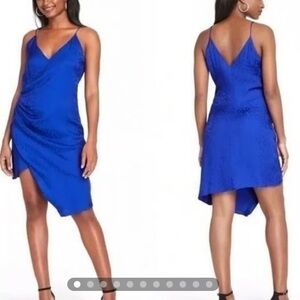Cushnie Blue Leopard Print Asymmetrical Dress